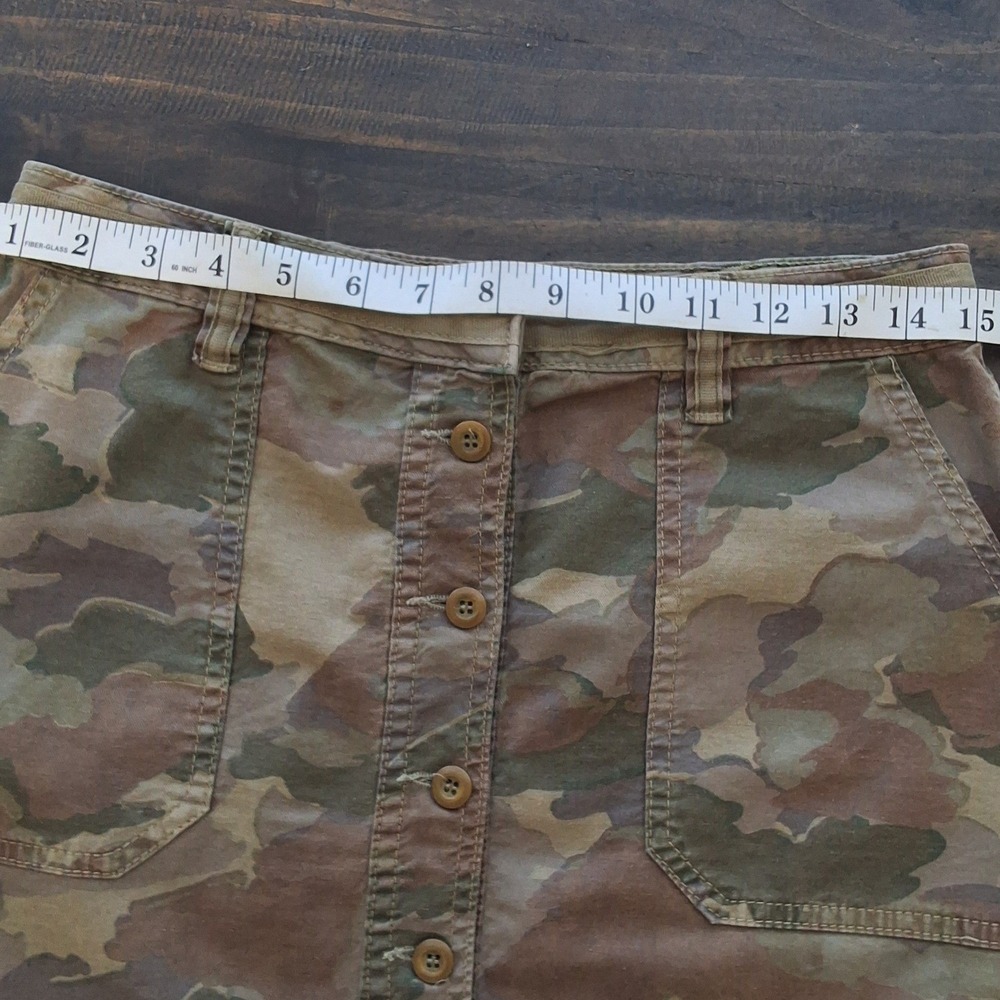 Anthropologie Camo Button Front Mini Skirt Green Brown Utility Size 12R Utility - Picture 6 of 8
